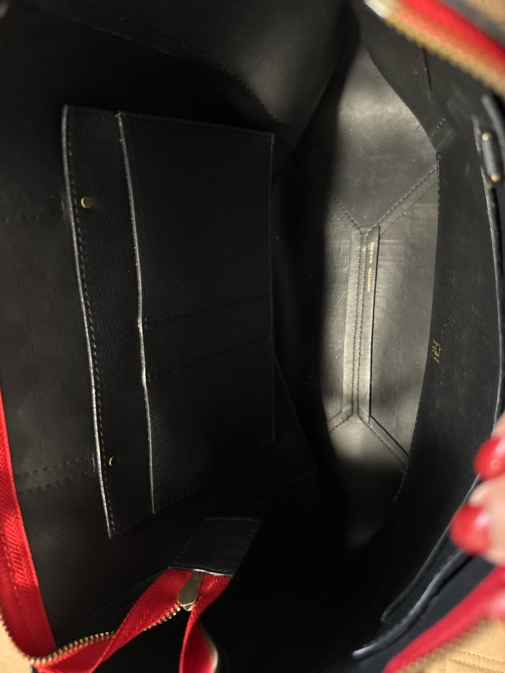 Carolina Herrera Black Tote with Red-Trim Handles - Picture 9 of 11